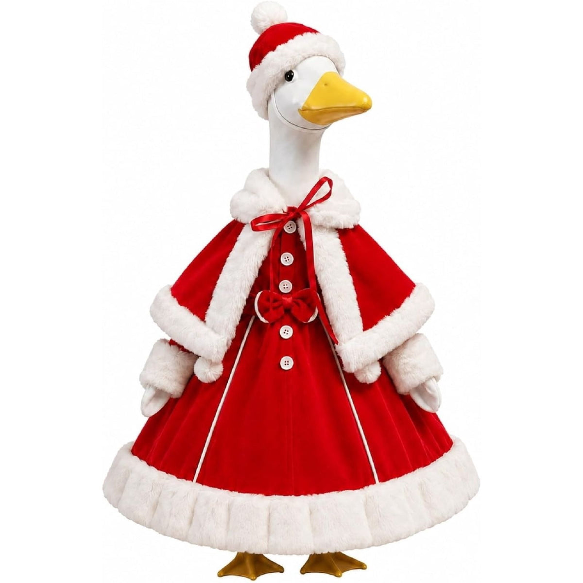Aurorax Christmas Goose Clothes for Cement Goose Porch Goose 23"/17",Porch Goose Outfit 19 inch,Red Holiday Porch Goose Clothing Accessories for Garden Lawn Yard