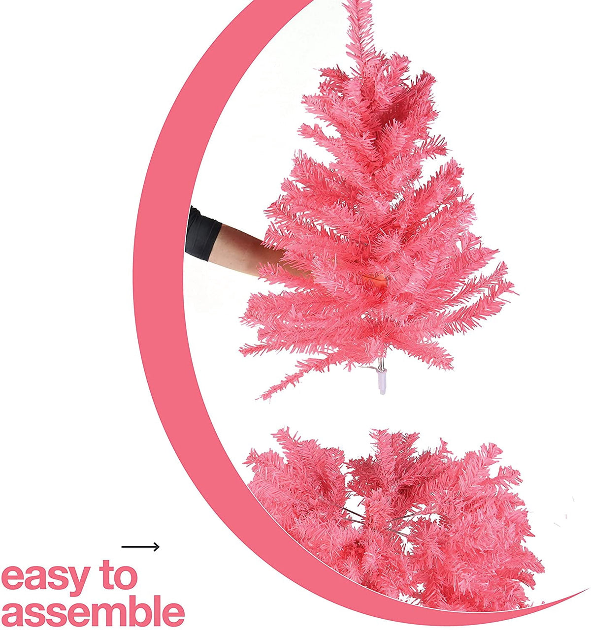 Prextex Christmas Tree Fully Decorated Pre-lit 6 Ft Pull Up Pop Up Out of Box Ready Minimal Assembly Needed Holiday Decorations w/ 350 Warm Lights with Stand