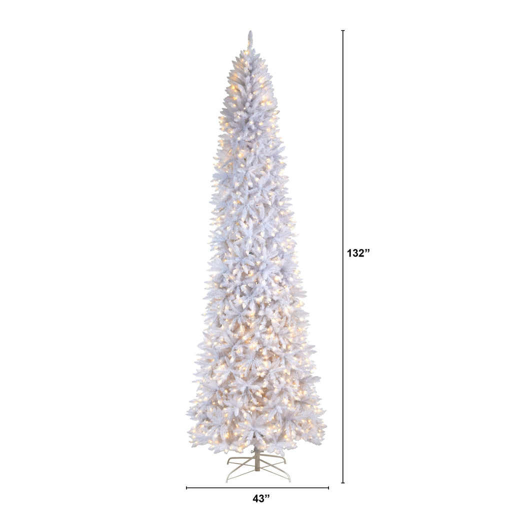 Nearly Natural 3' White Slim Artificial Christmas Tree Prelit 50 Warm White LED Lights