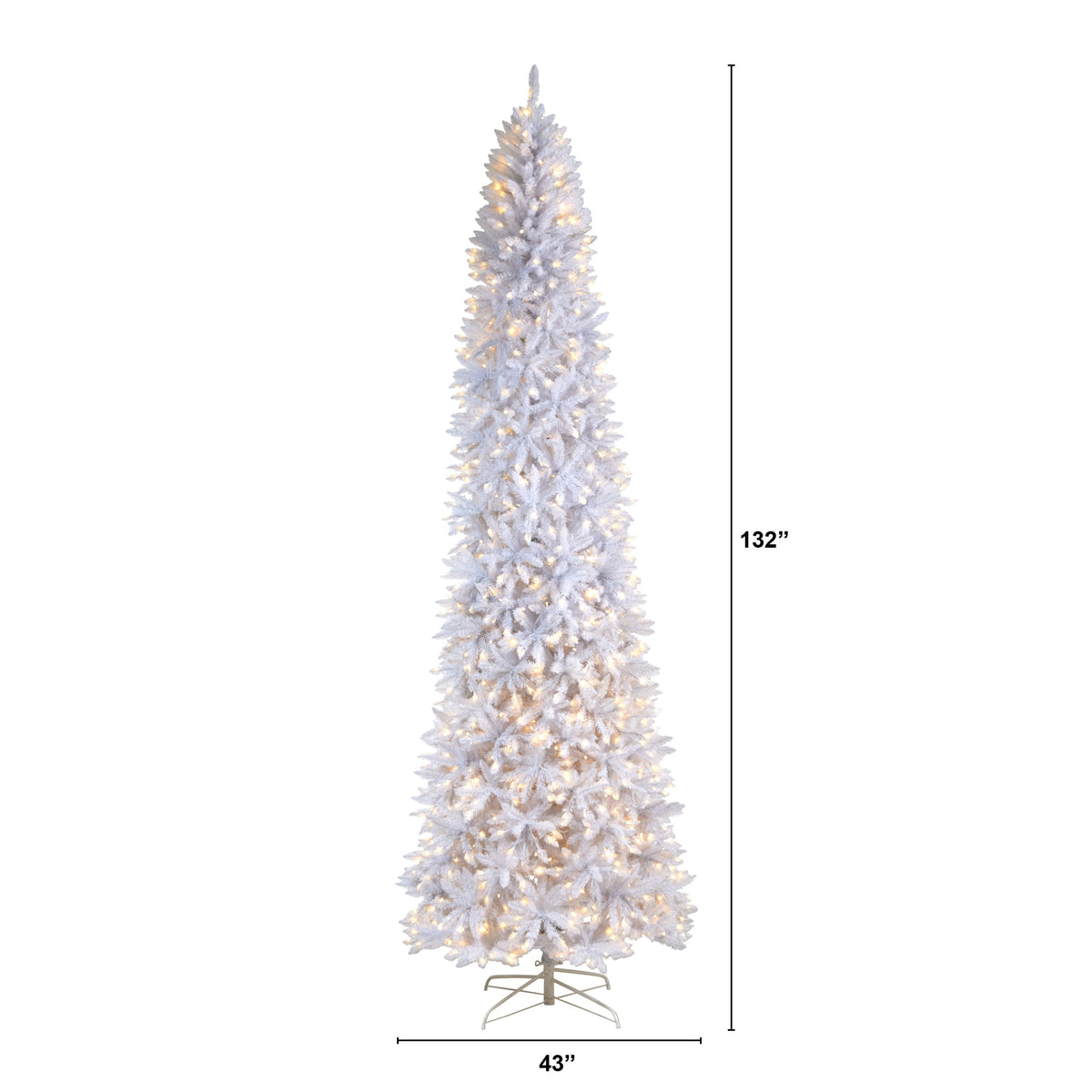Nearly Natural 3' White Slim Artificial Christmas Tree Prelit 50 Warm White LED Lights