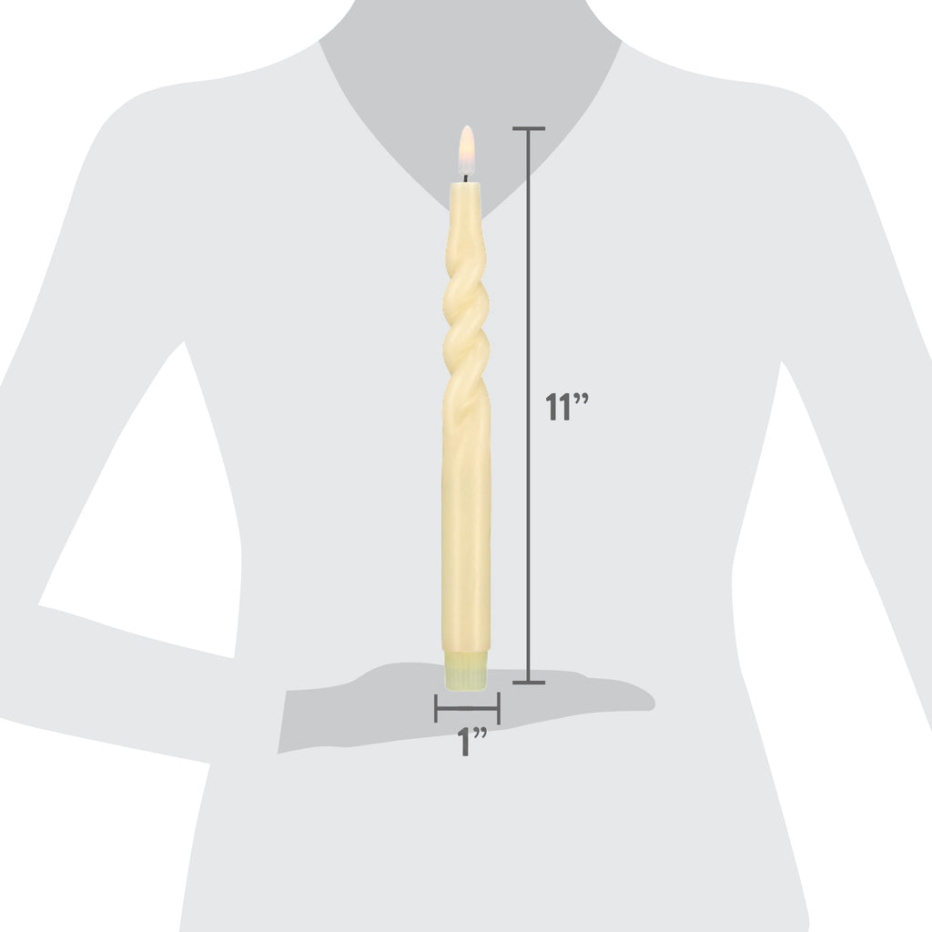 Indoor Battery-Operated LED Plastic Flameless Christmas Twisted Taper Candles, Cream, 11", 2 Count, by Holiday Time