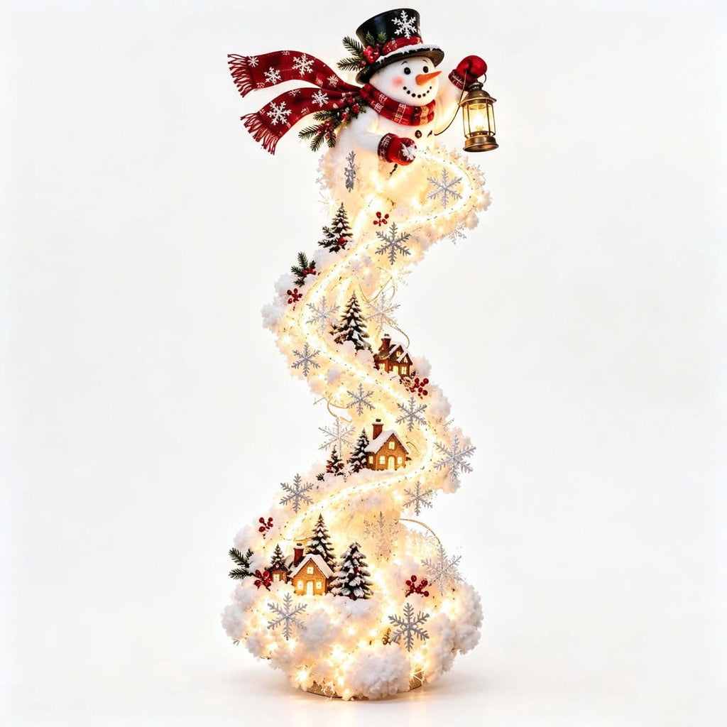 Snowman Magic Fountain, Flowing Snowflake LED Christmas Garden Light,Solar Power and Outdoor Garden Stake for Christmas Yard Decor