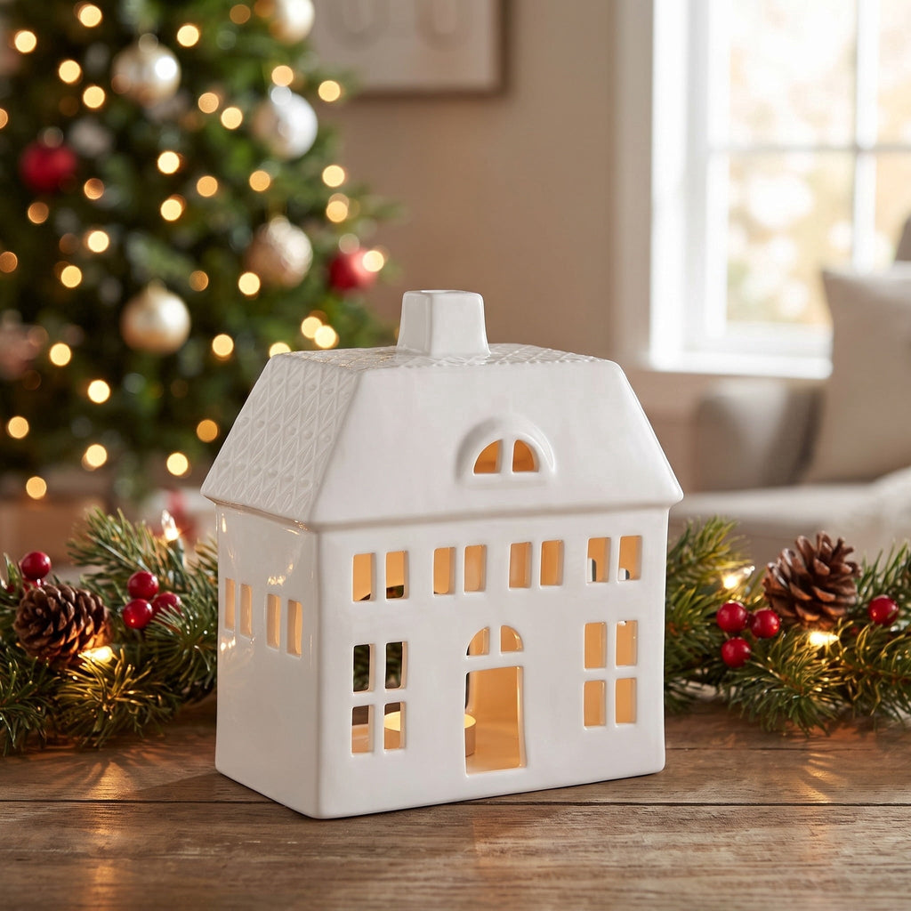 My Texas House Ceramic House Christmas Decoration, White, 8"