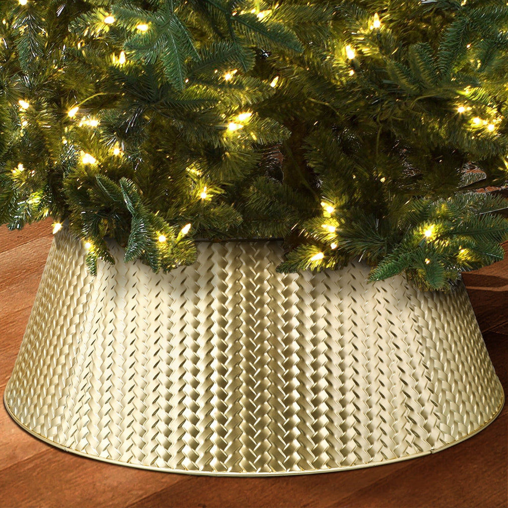 Ayieyill 28" Christmas Tree Collar, Christmas Tree Collar Basket Skirt for Large Christmas Tree, Tree Skirt Accessory | Bronze | Metal