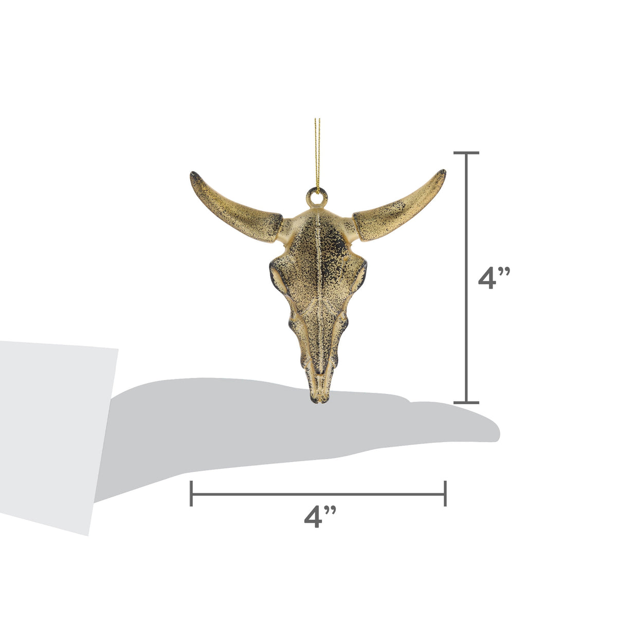 Antique Gold Cow Skull Christmas Ornament, 4", by Holiday Time