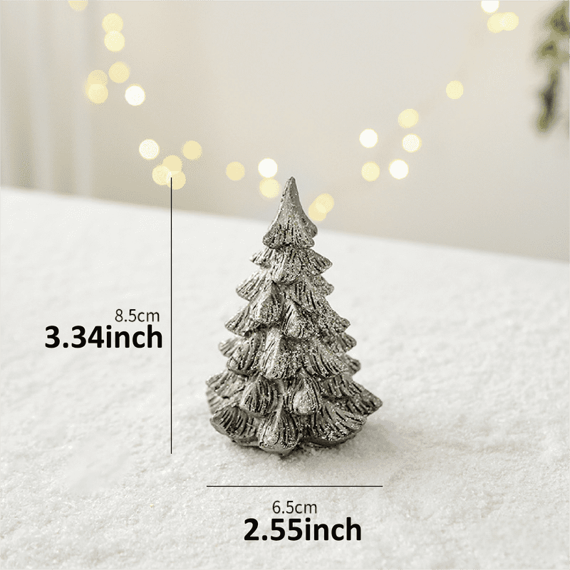 Christmas Tree Figurines, Small Resin Christmas Tree Home Decor, Tabletop Christmas Tree, Decorative Xmas Trees for Christmas Decorations Indoor Mantle Centerpieces