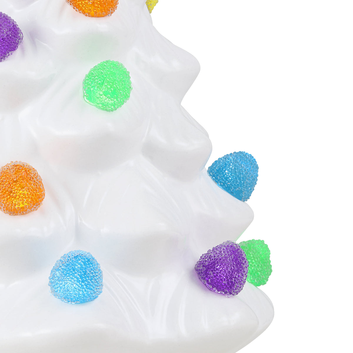 Mr. Christmas Decorative 8-inch Nostalgic White Ceramic Tree with Gumdrop Bulbs