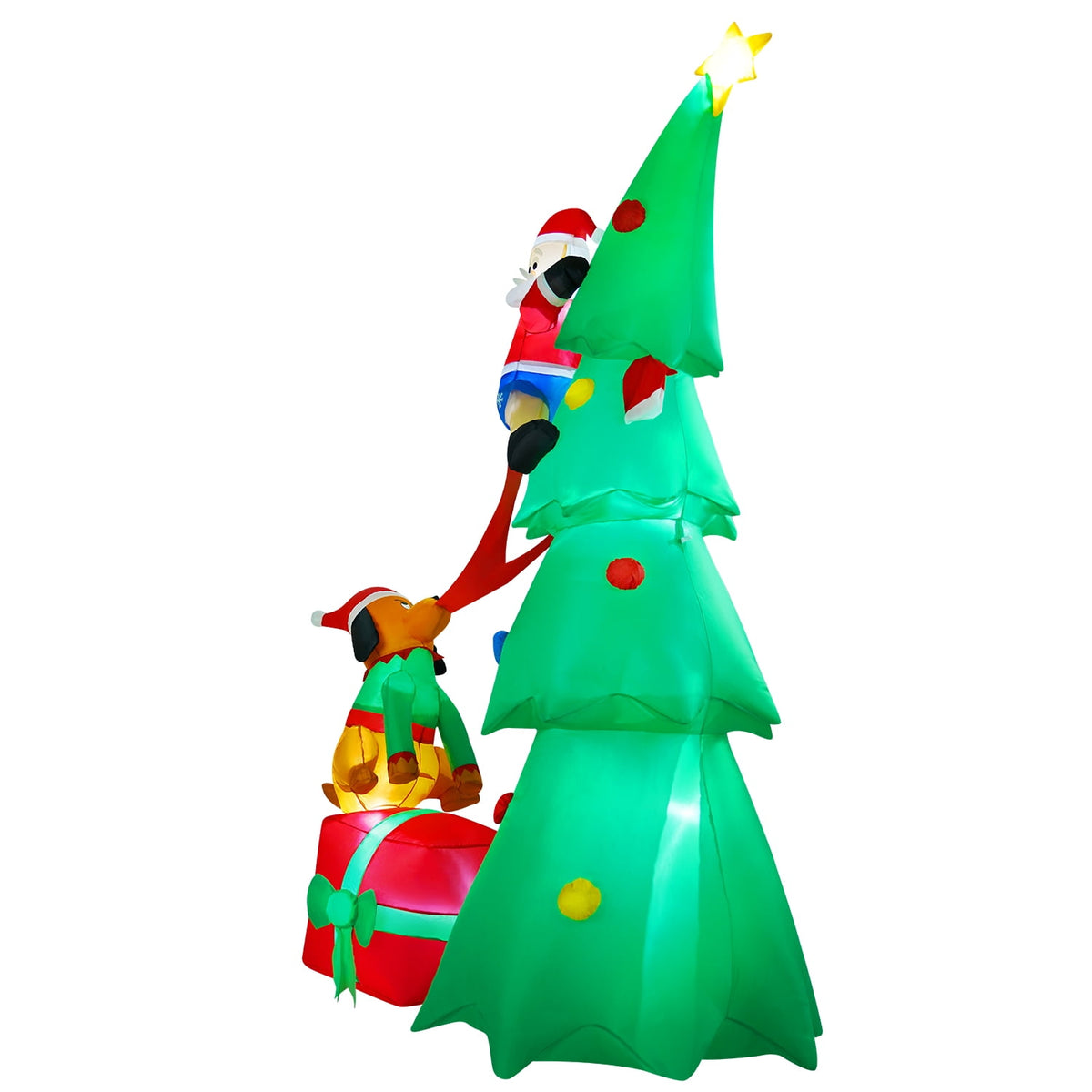 Yexmas 7.2FT Large Outdoor Inflatable Christmas Tree with Santa Claus and Dog,Built-in LED Lights,Fun Blow Up Xmas Decor Suitable for Yard,Garden,Lawn