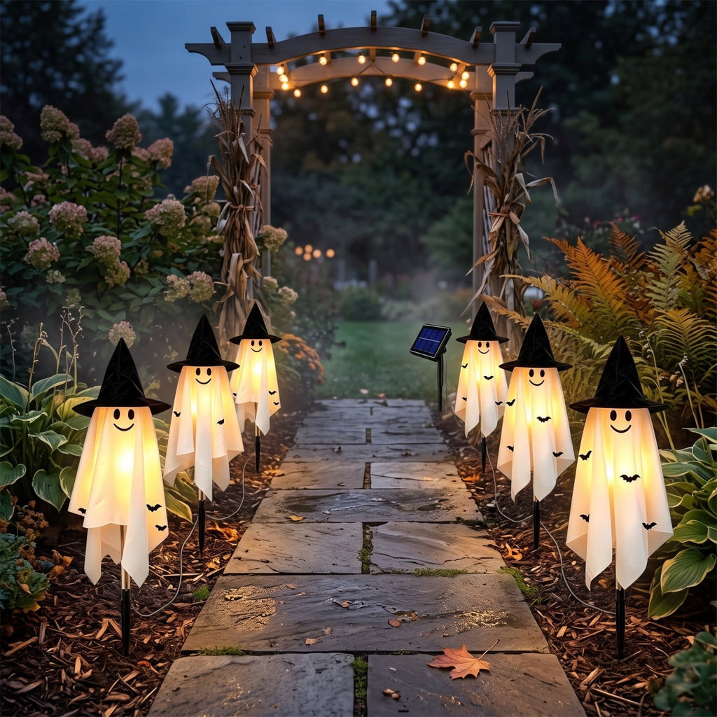 Stijggn Halloween Pumpkin Stake Solar Garden Lights, Waterproof Multi Branch Little Pumpkin Lantern Garden Stake Lights Outdoor Walkway Yard Garden Decoration