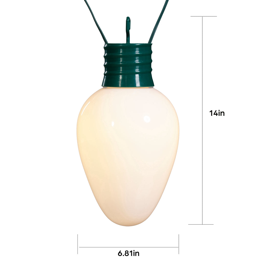 Indoor/Outdoor LED Giant Hanging C9 Bulb Christmas Light, Ceramic Green, 14", by Holiday Time