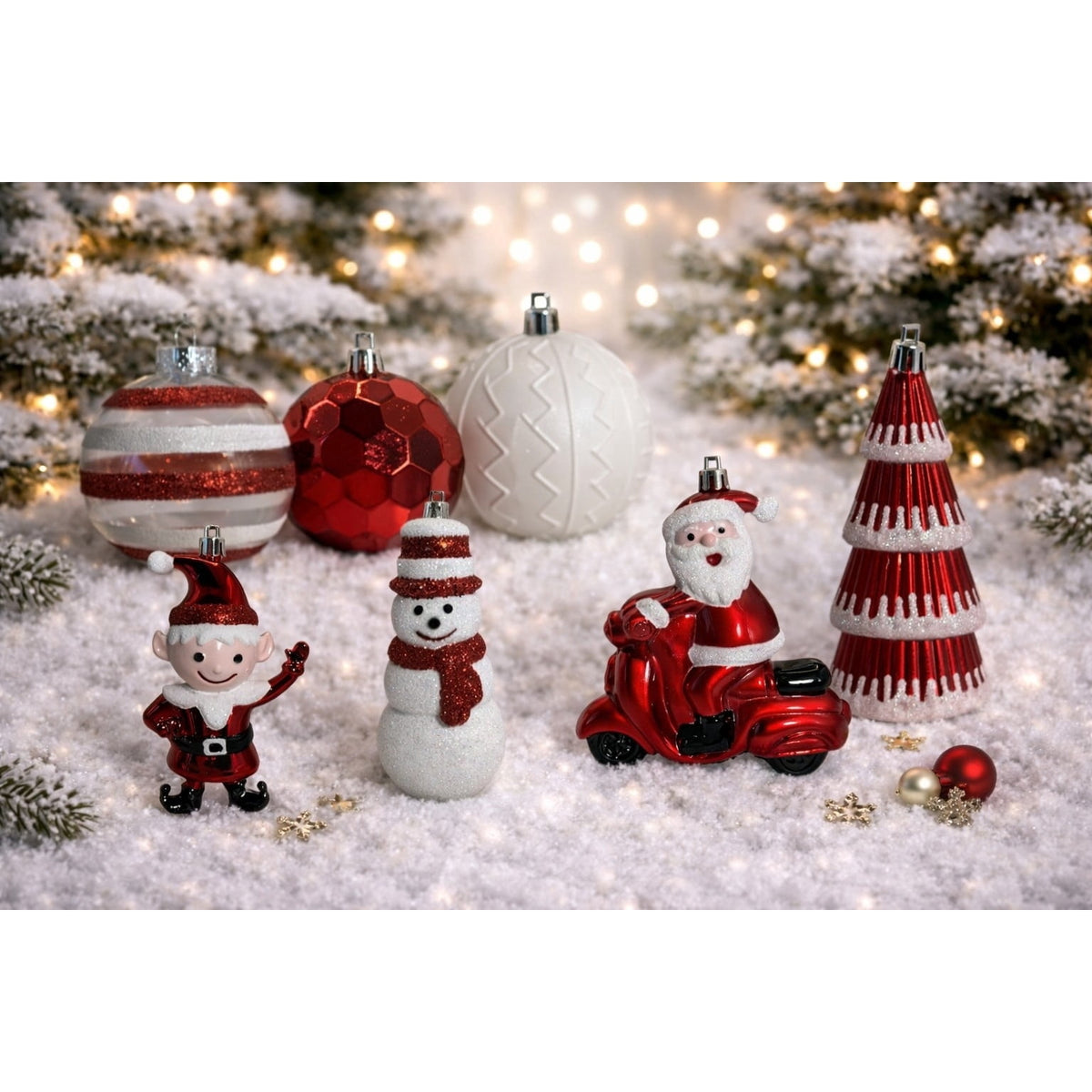 70-Count Red and White Shatterproof Christmas Ornaments, by Holiday Time
