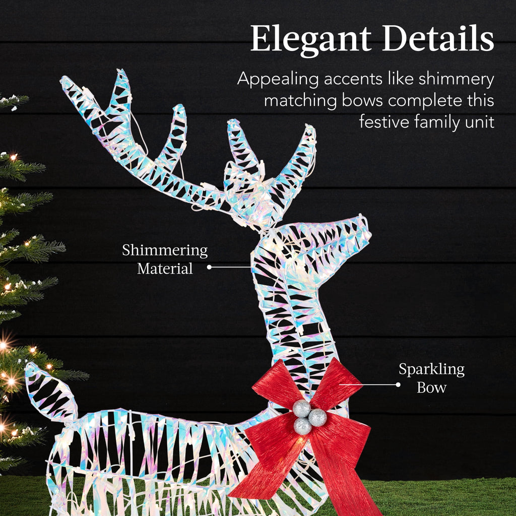 Best Choice Products 3-Piece 2D Deer Family Set, Lighted Christmas Outdoor Decoration w/ 175 Lights, Stakes - Gold