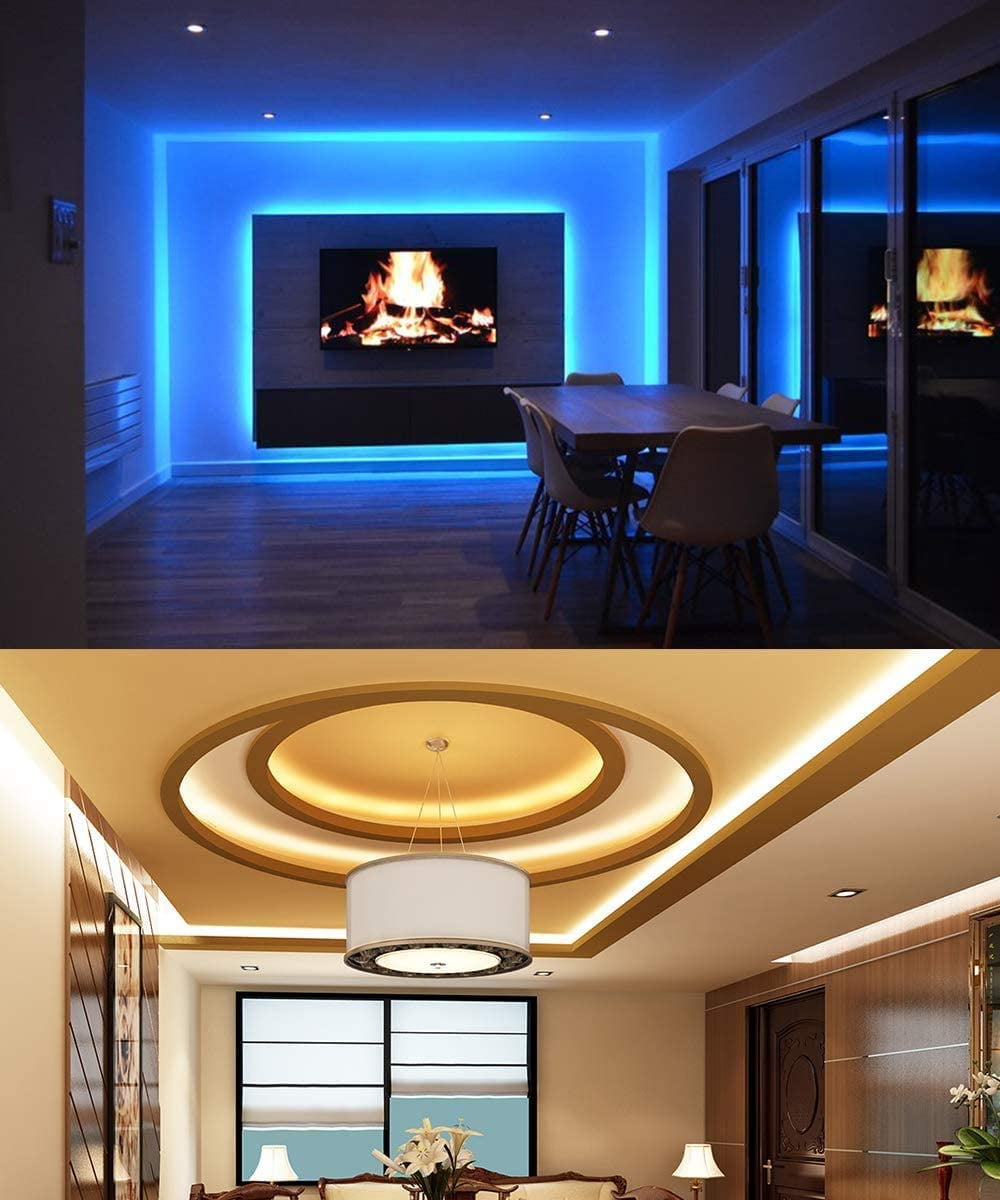 Strip Lights 16.4ft, RGB Color Changing LED Lights for Home, Kitchen, Room, Bedroom, Dorm Room, Bar, with IR Remote Control, 5050 LEDs, DIY Mode