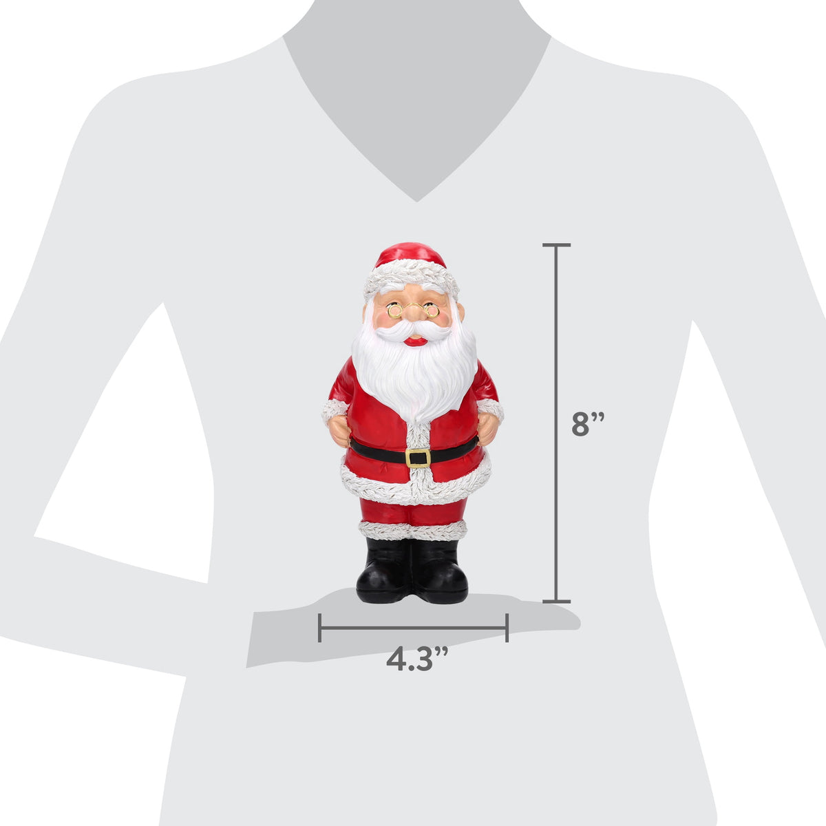 Santa Claus Christmas Decoration, Red and White, 8", by Holiday Time