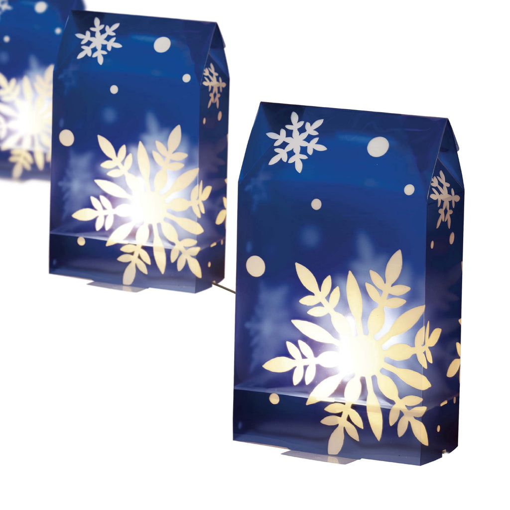 Indoor/Outdoor Snowflake Flickering Luminary Christmas Pathway Lights, Blue and White, Set of 3, by Holiday Time