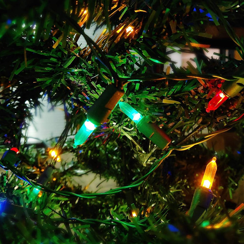 LOENDE Christmas Lights, 34ft 100 LED Outdoor String Light, 3AA Battery Operated String Light for Home Garden Xmas Tree Decor, 2 Pack