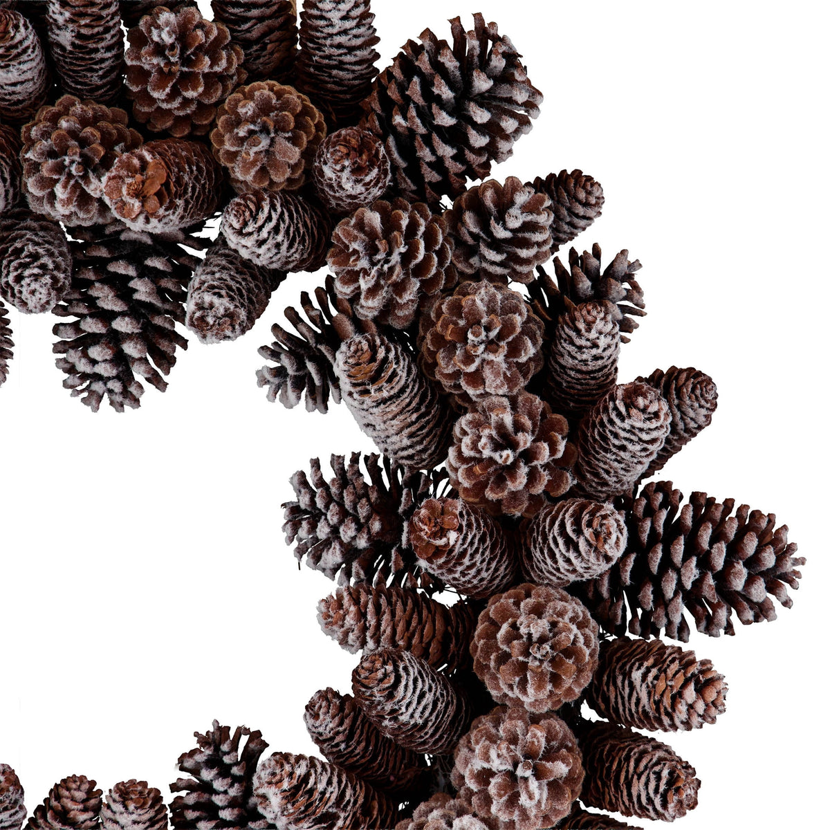 Snow-Flocked Pinecone Christmas Wreath, Brown and White, 24", by Holiday Time