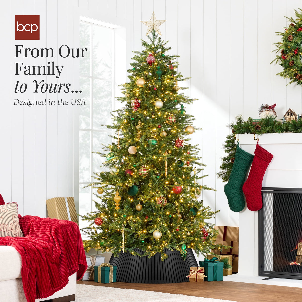 Best Choice Products 36in Christmas Tree Collar, Solid Wood Slatted Tree Skirt Holiday Accessory for Home - Walnut