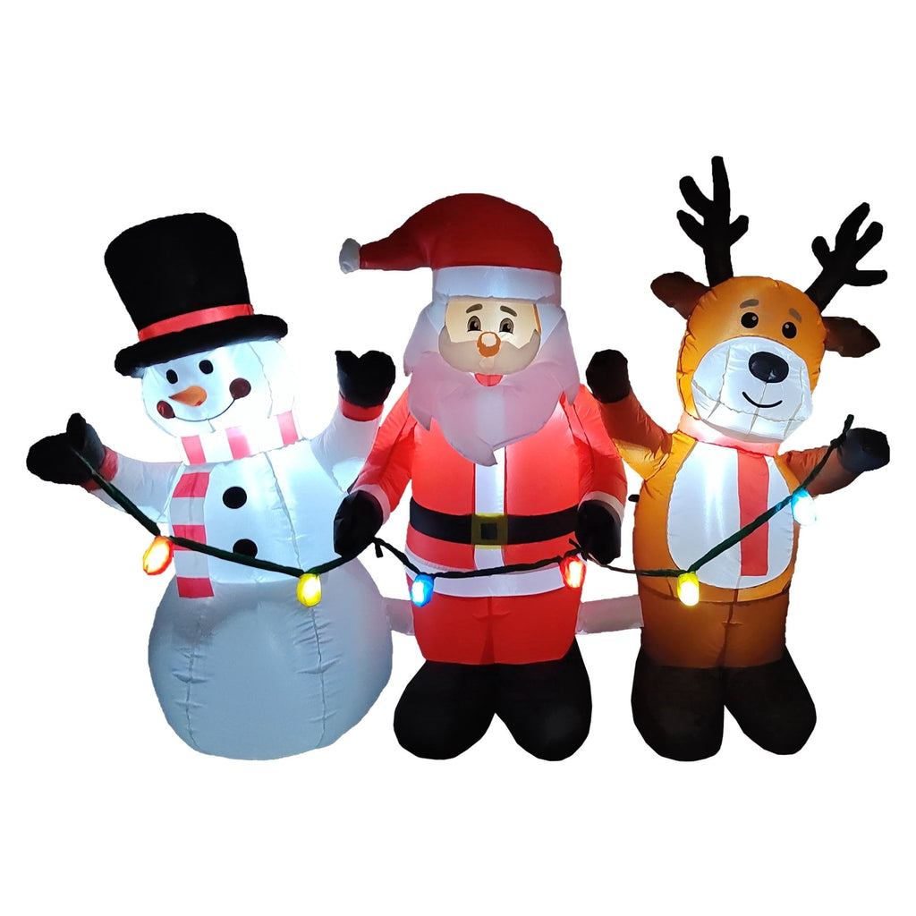 Multicolor Santa Trio with Flashing Lights Christmas Airblown Yard Inflatable, 6', by Holiday Time