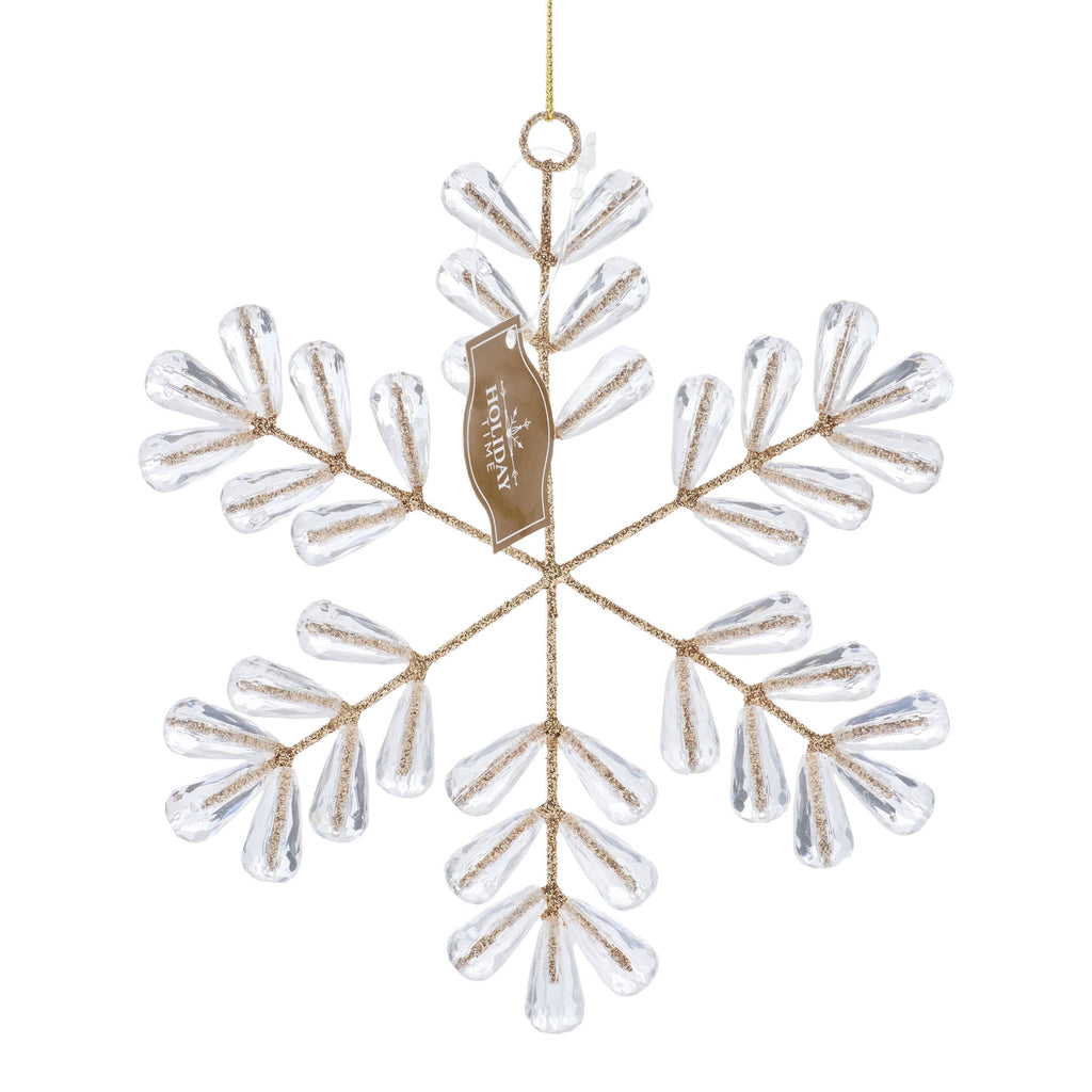 Gold Glitter Snowflake with Gems Christmas Ornament, 5.5", by Holiday Time