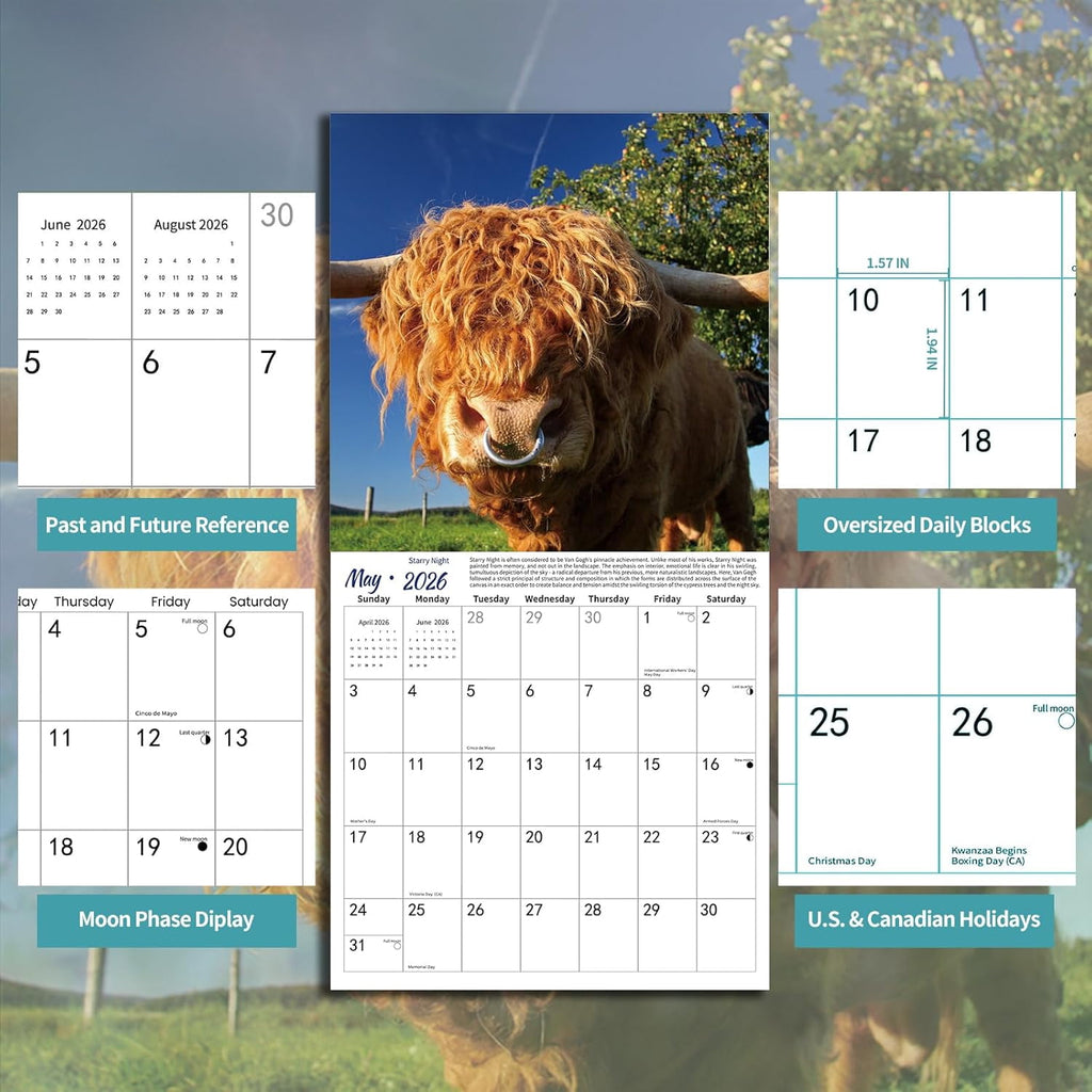 2026 Wall Calendar,Wolf Calendar 2025-2026,Wolf Monthly Wall Calendar, 12" x 24" Open,Family Planner Calendar with Wolf, Home & Office Organizer,Hangable