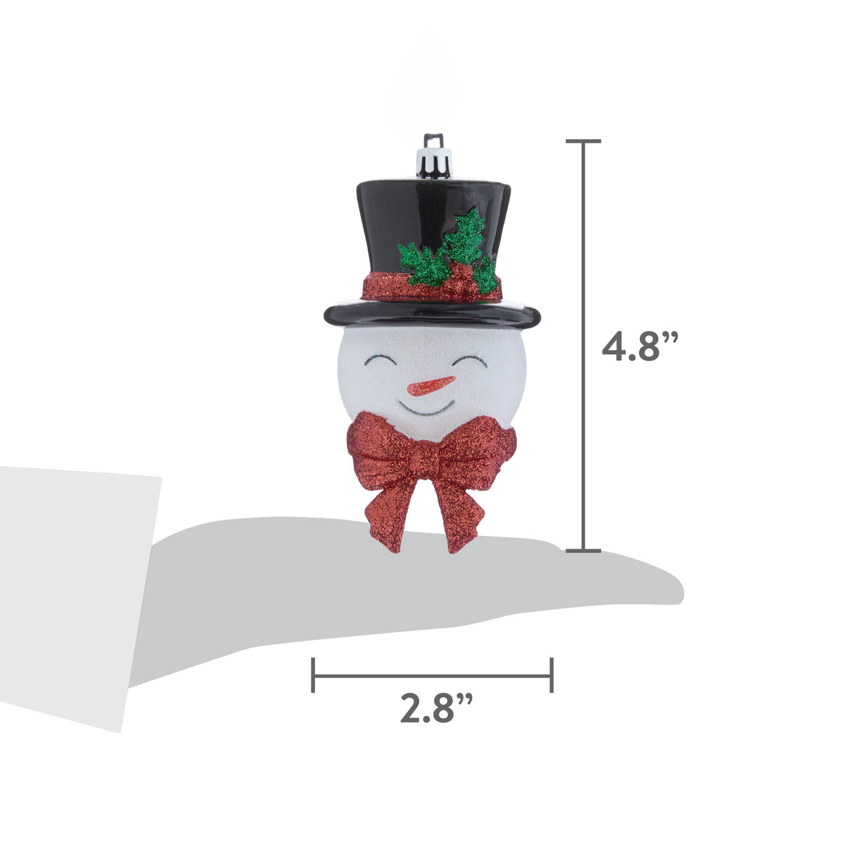 Red/White/Black Glitter Snowman Head Christmas Ornament, 4.8", by Holiday Time