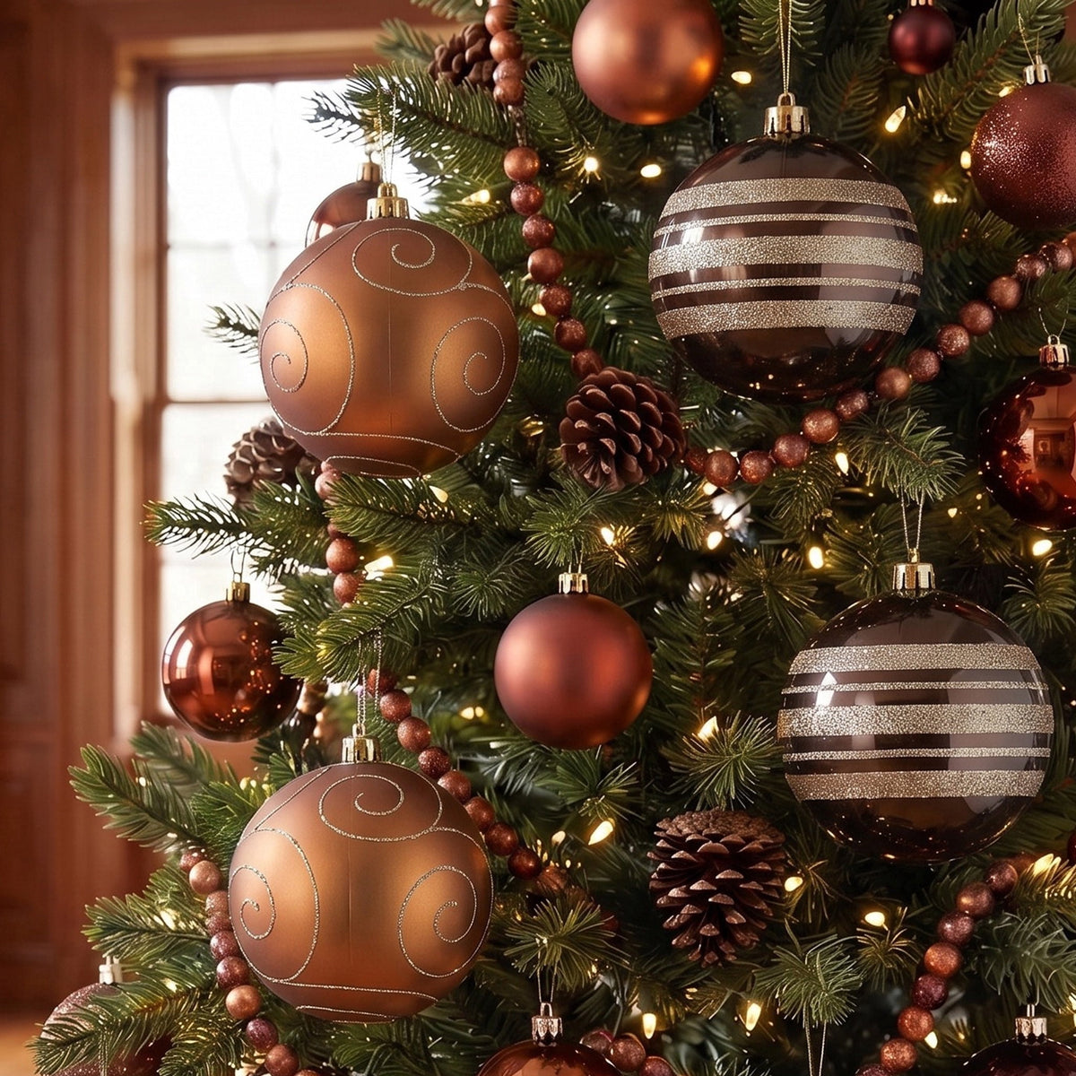 4-Count Champagne and Cream Ball Shatterproof Christmas Ornaments, 6", by Holiday Time