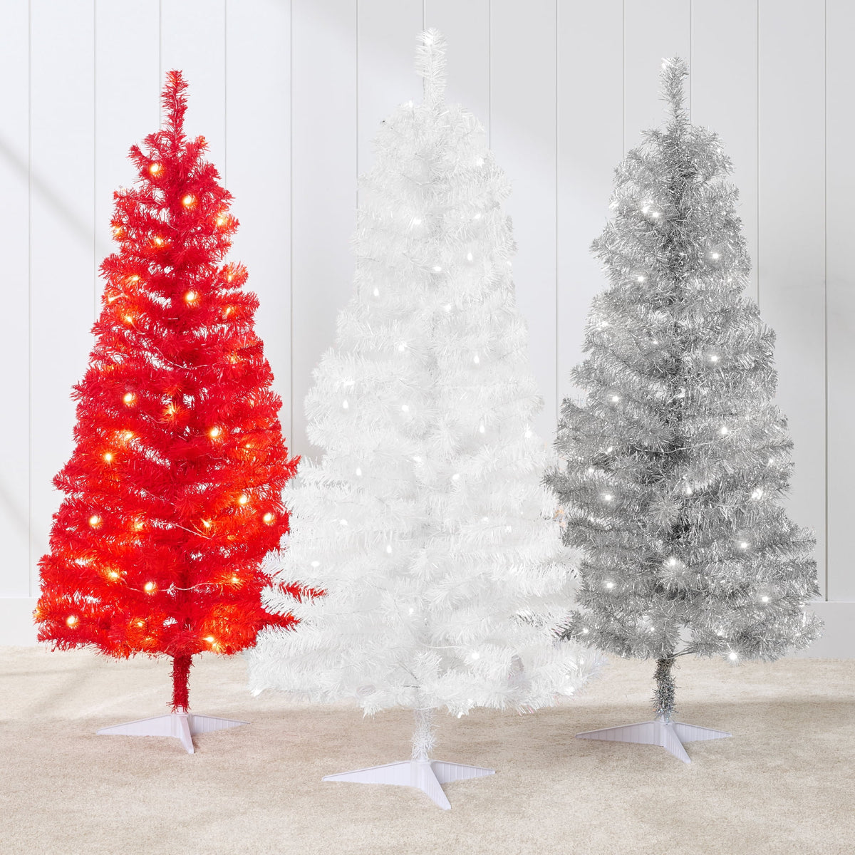 Best Choice Products 4ft Prelit Colored Christmas Tree, Artificial Tree Holiday Decor w/ 70 LED Lights - Baby Blue Tinsel
