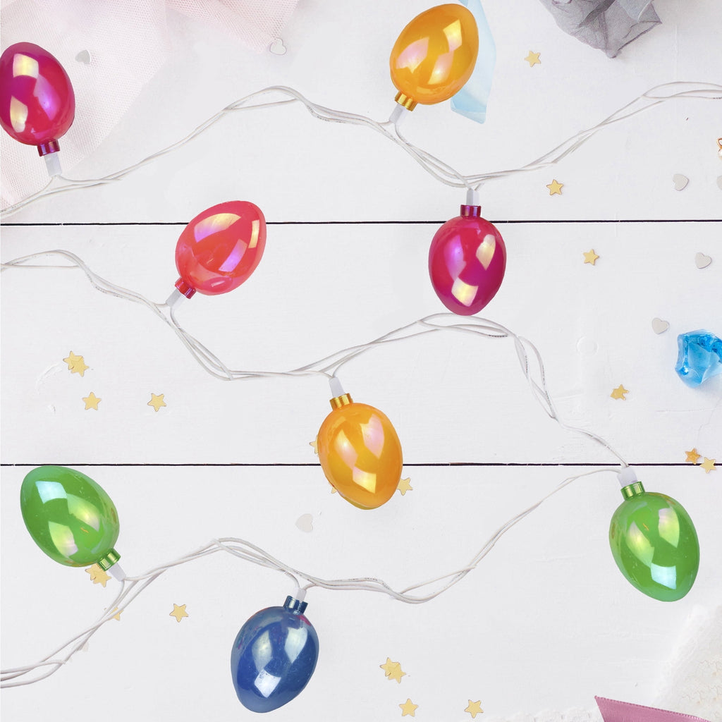 Set of 10 Pearl Multi-Colored Easter Egg Spring Holiday Lights - White Wire