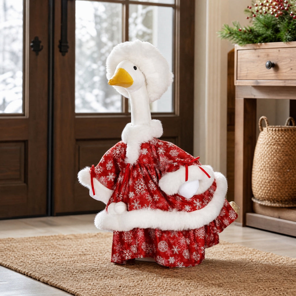 Aurorax Christmas Goose Clothes for Cement Goose Porch Goose 23"/17",Porch Goose Outfit 19 inch,Red Holiday Porch Goose Clothing Accessories for Garden Lawn Yard