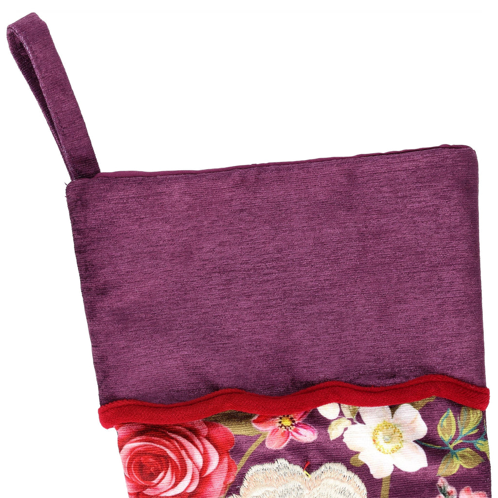 Velvet Floral Christmas Stocking, Purple, 18", by Holiday Time