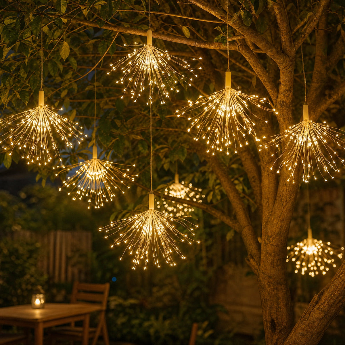 5-Pack LED Firework Lights, 450 LED Starburst String Lights with 8 Modes, Plug In Waterproof Fairy Christmas Lights for Garden Patio Indoor Outdoor Decor, Cool White