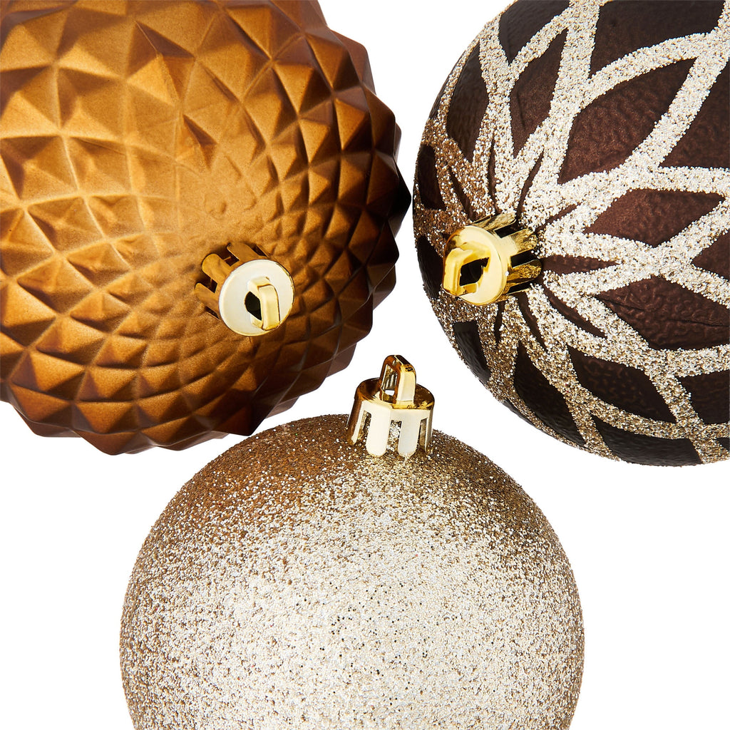 70-Count Gold/Bronze/Brown Shatterproof Christmas Ornaments, by Holiday Time