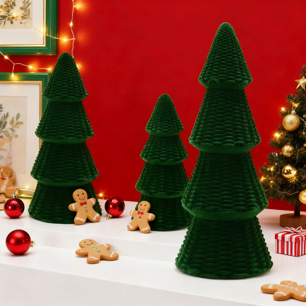 Ayieyill 3pcs Tabletop Christmas Tree Woven Resin Christmas Trees for Christmas Decor Indoor, Christmas Table Decor, Khaki