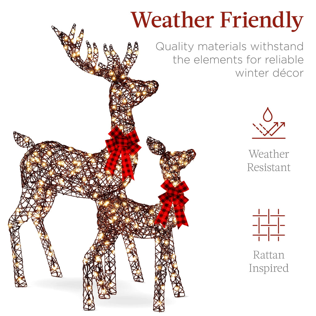 Best Choice Products 3-Piece Lighted Christmas Deer Set Outdoor Yard Decoration w/ 360 LED Lights, Stakes - White