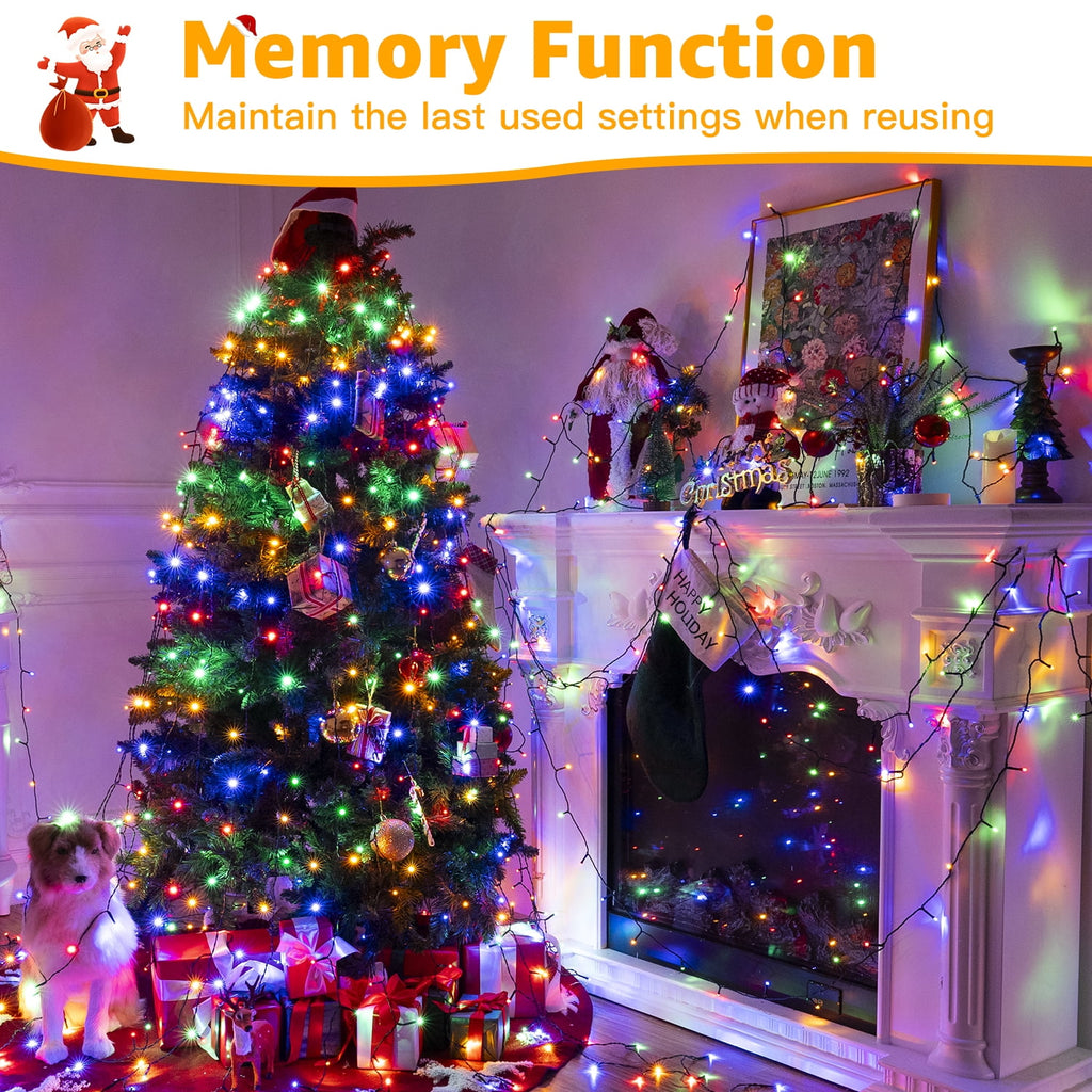 Ollny Christmas Tree Lights with Ring, 8 Modes & 3 Timers Cascading Twinkle Lights for Christmas Tree, 200 LED 6.6FT*10 Lines Waterfall Lights for Indoor Outdoor Xmas Decoration (Warm White)