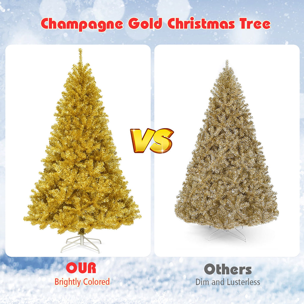 Costway 7.5 FT Artificial Christmas Tree Hinged Unlit Xmas Tree Silver