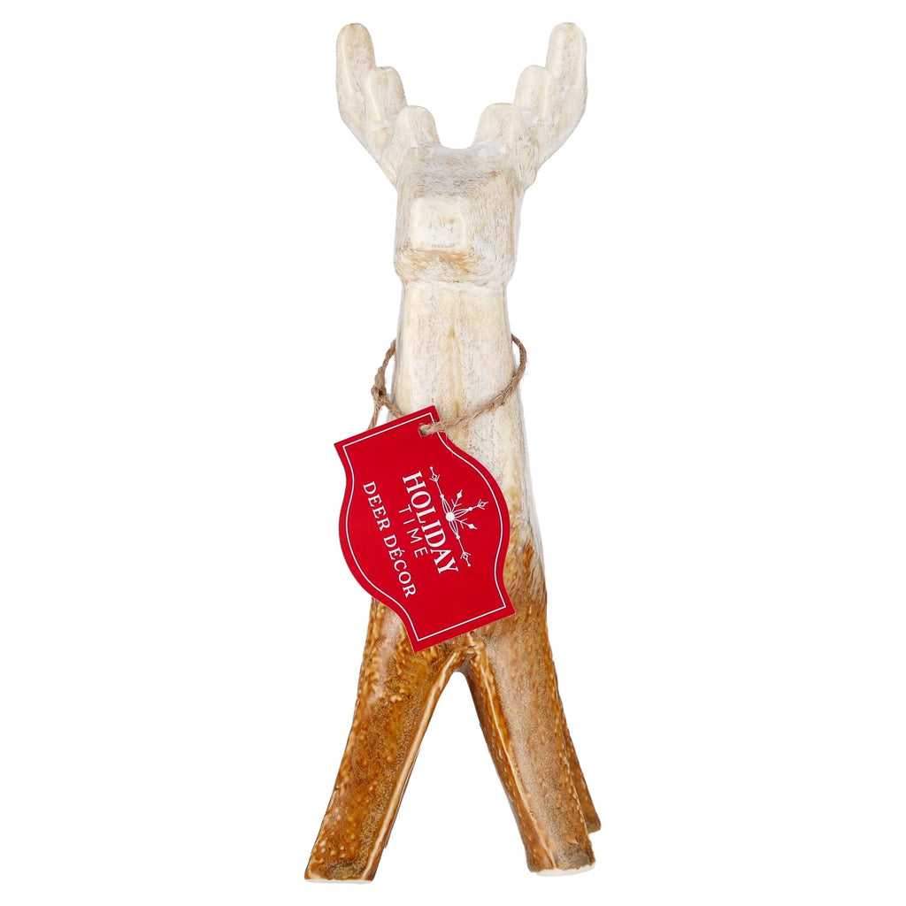 Large Ceramic Standing Deer Christmas Decoration, Cream and Brown, 9", by Holiday Time