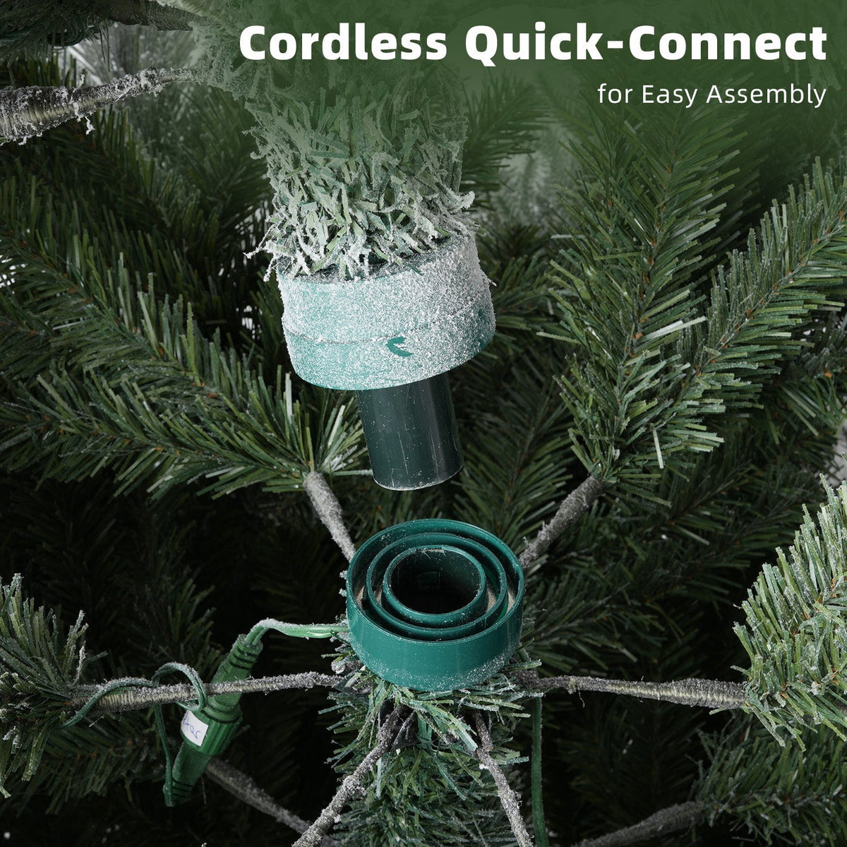 VIVATREES 7.5FT Premium Flocked Christmas Tree 550 Multi-Color LED Lights 5490 PVC PE Hinged Branch Tips Pre-Lit Artificial Xmas Pine Needles Metal Base for Home Office Holiday Decor