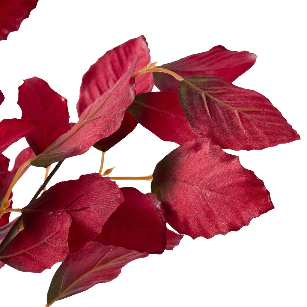 Better Homes and Gardens 19.5"H Artificial Real Touch Burgundy Leaves in 7.38"H Brown Ceramic Vase Made for Tabletops - 1.76 lbs