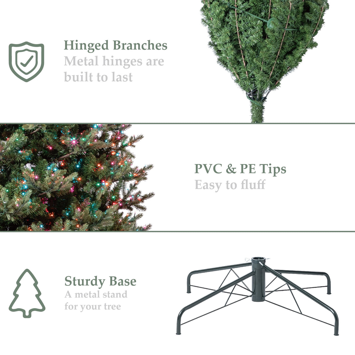 My Texas House 9' Pre-Lit Grand Spruce Green Artificial Christmas Tree with LumaDazzle Color-Changing Twinkle LED Lights, Quick Set, and Stand
