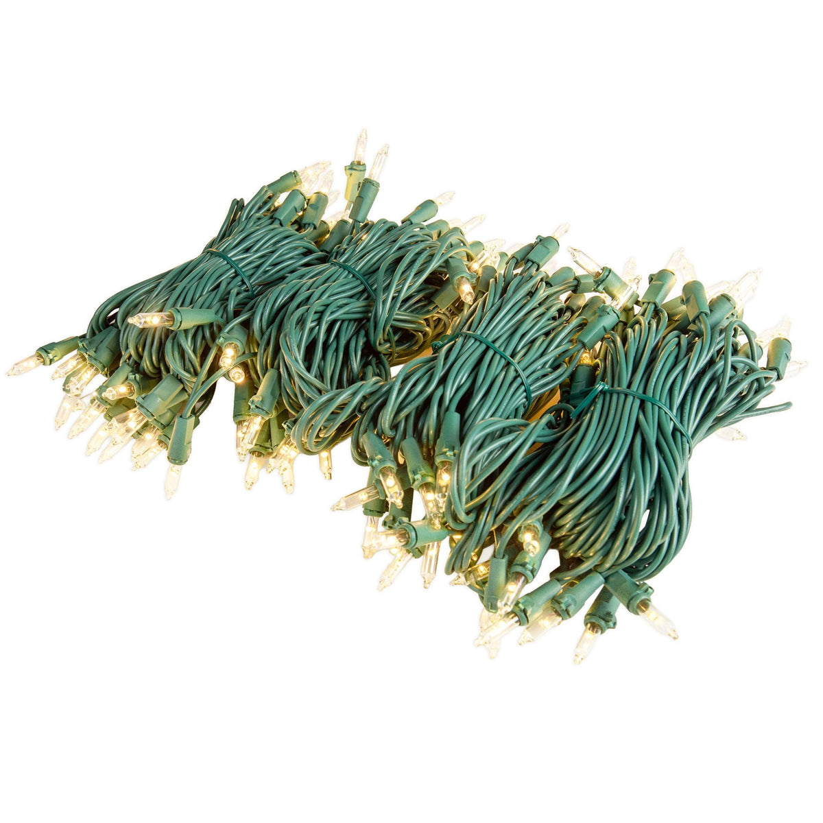 Novelty Lights RetroGlo® Clear LED Multi-Function 46.5ft Chasing Christmas Lights, 140 Bulbs on Green Wire, Vintage Style, 2700K Warm White Core