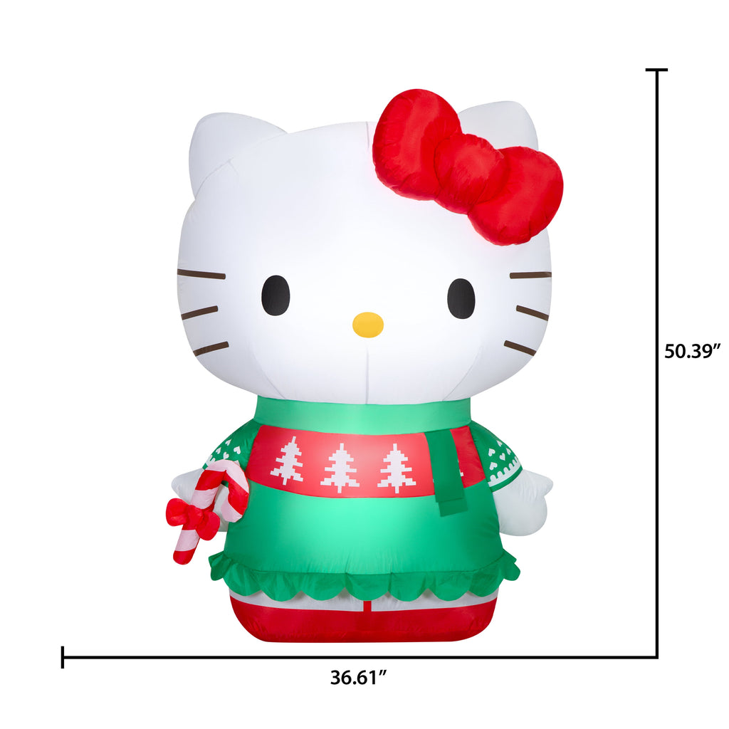 Christmas Hello Kitty with Christmas Sweater and Scarf Airblown LED Christmas Yard Inflatable 4.2 ft