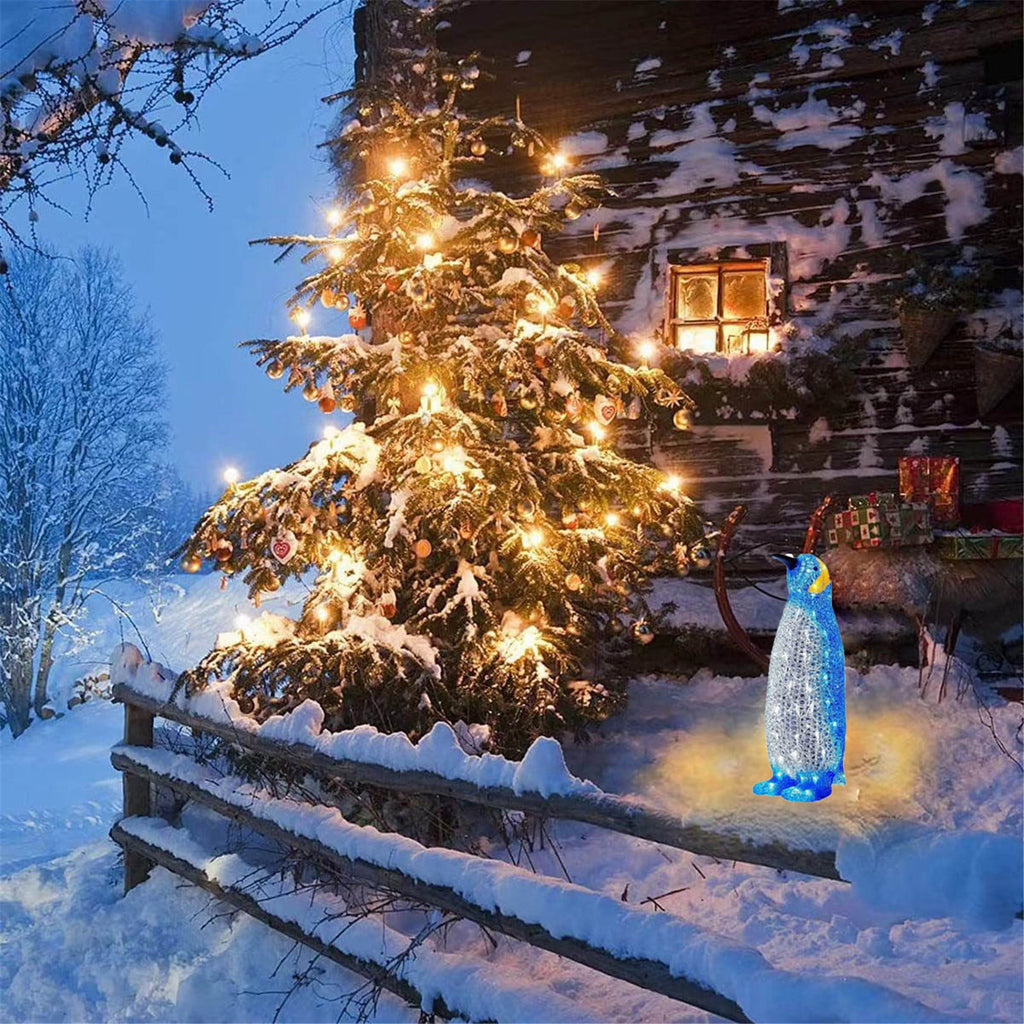 AZXY Clearance!Christmas Yard Decorations Penguin,Pre-Lit Penguin Christmas Garden Stakes,Large Animals Statue Outdoor Ornaments with Led Lights for Outdoor Decorations