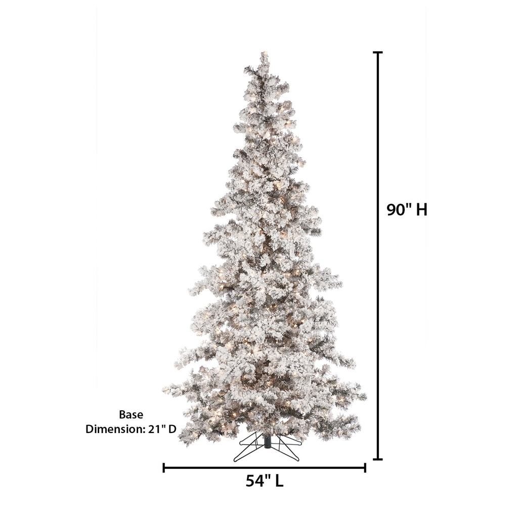 7.5 ft. Pre Lit Clear Lights Heavy Flocked Layered Spruce