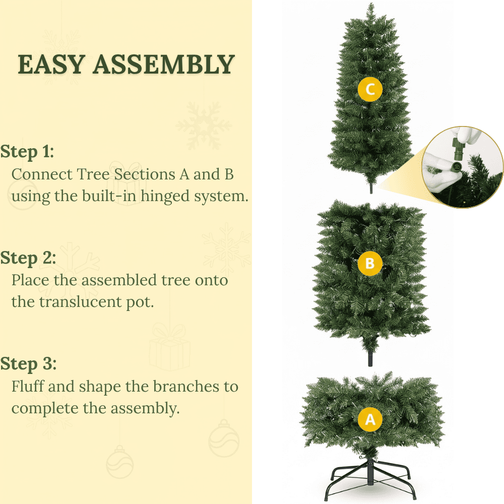 Legooin 7.5FT Pre-lit Artificial Christmas Tree with 1300 Branch Tips + 400 Multicolored Lights, 3-Section Easy Assembly Xmas Tree with Metal Stand for Indoor Outdoor Holiday Decor, Green