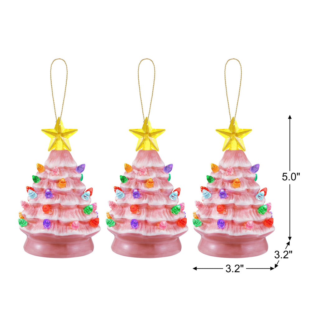 Mr. Christmas Nostalgic Ceramic Tree Ornaments - Green, Set of 3