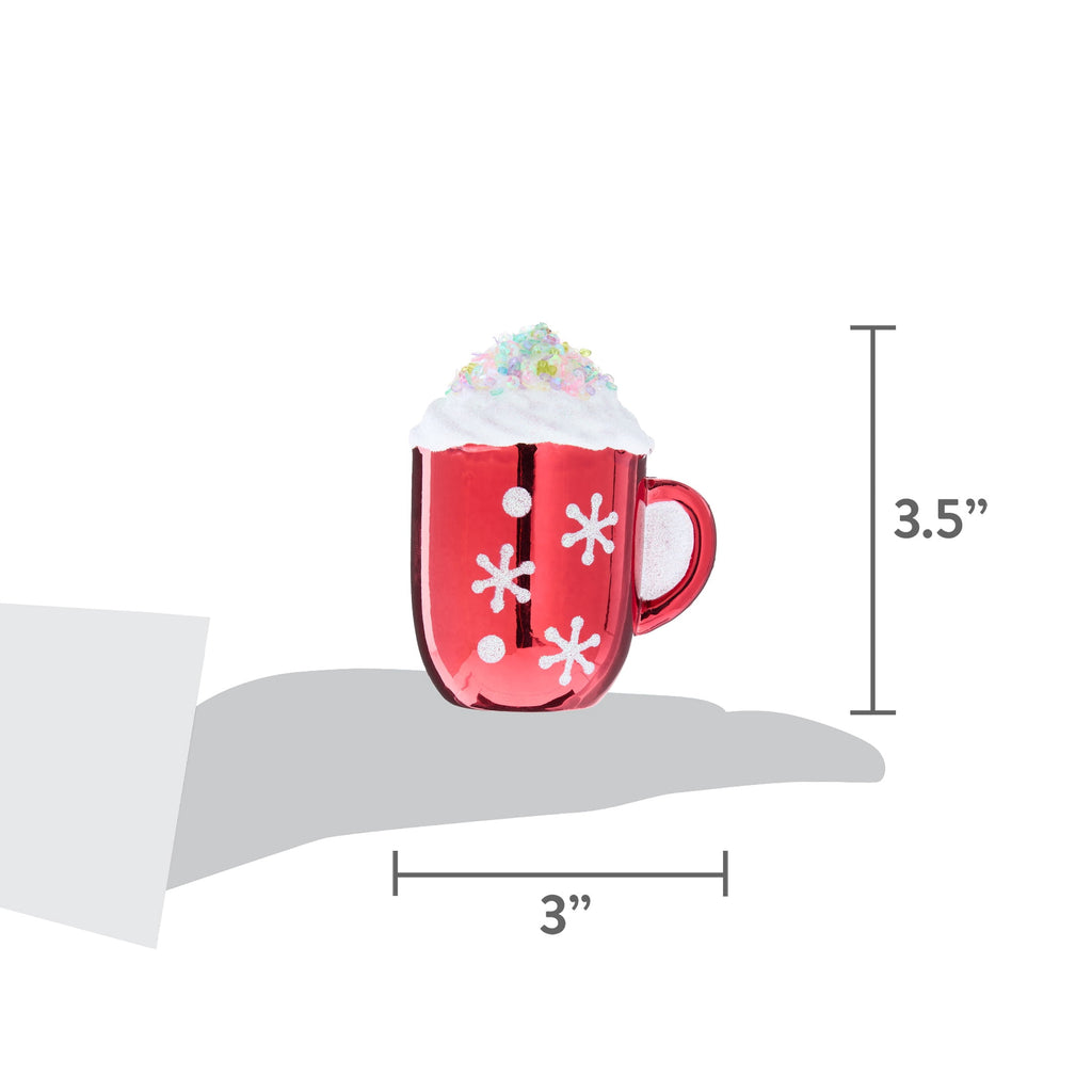 Red and White Glitter Hot Cocoa Christmas Ornament, 3.5", by Holiday Time