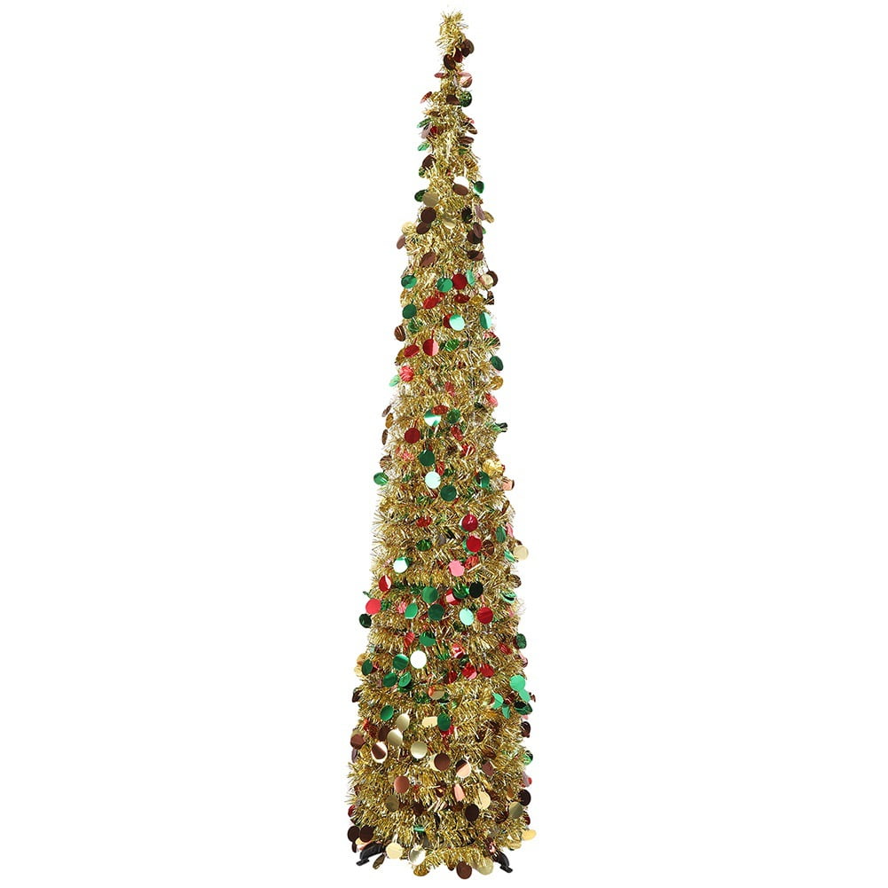 Spiral Colorful Sequin Tinsel Artificial Pencil Christmas Tree With Collapsible for Christmas Decorations