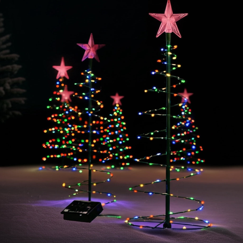 AuroraX Christmas Tree Christmas Decorations DIY 8 Lighting Modes Solar Waterproof Lighted Holiday Yard Stakes Indoor Outdoor Lights Patio Christmas Decorations
